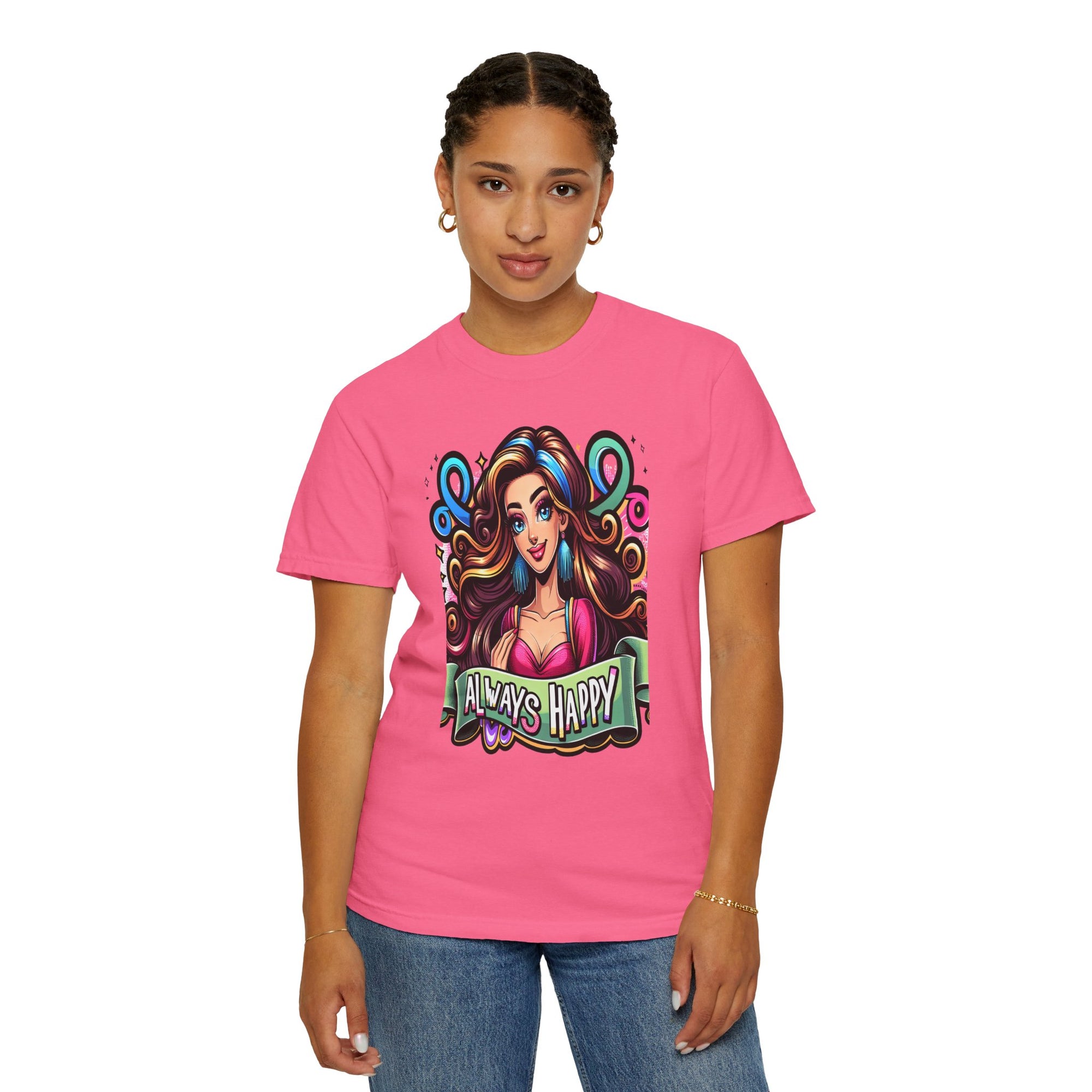 Unisex Happy Girl Graphic Printed T-shirt