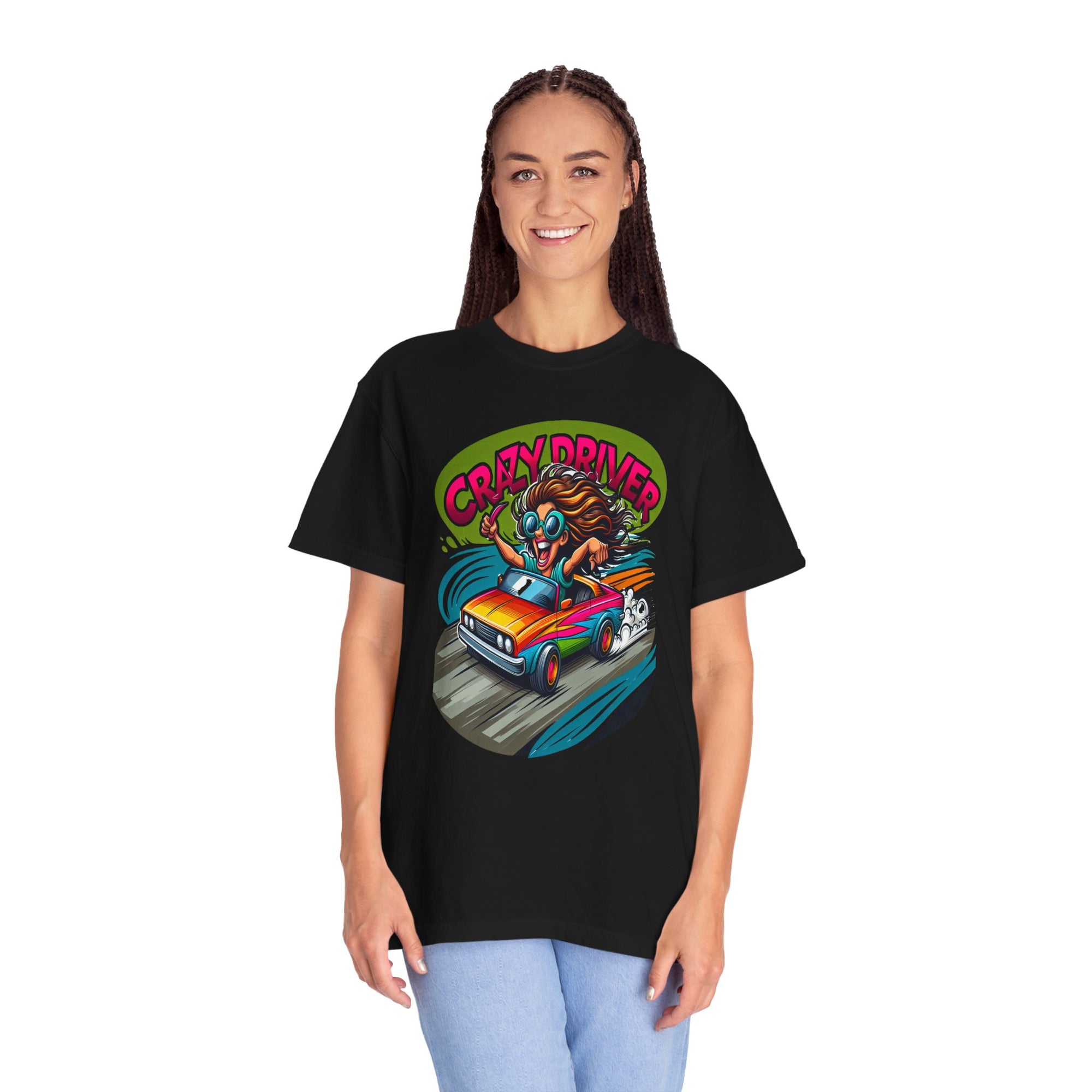 Unisex Crazy Driver Graphic Printed T-shirt