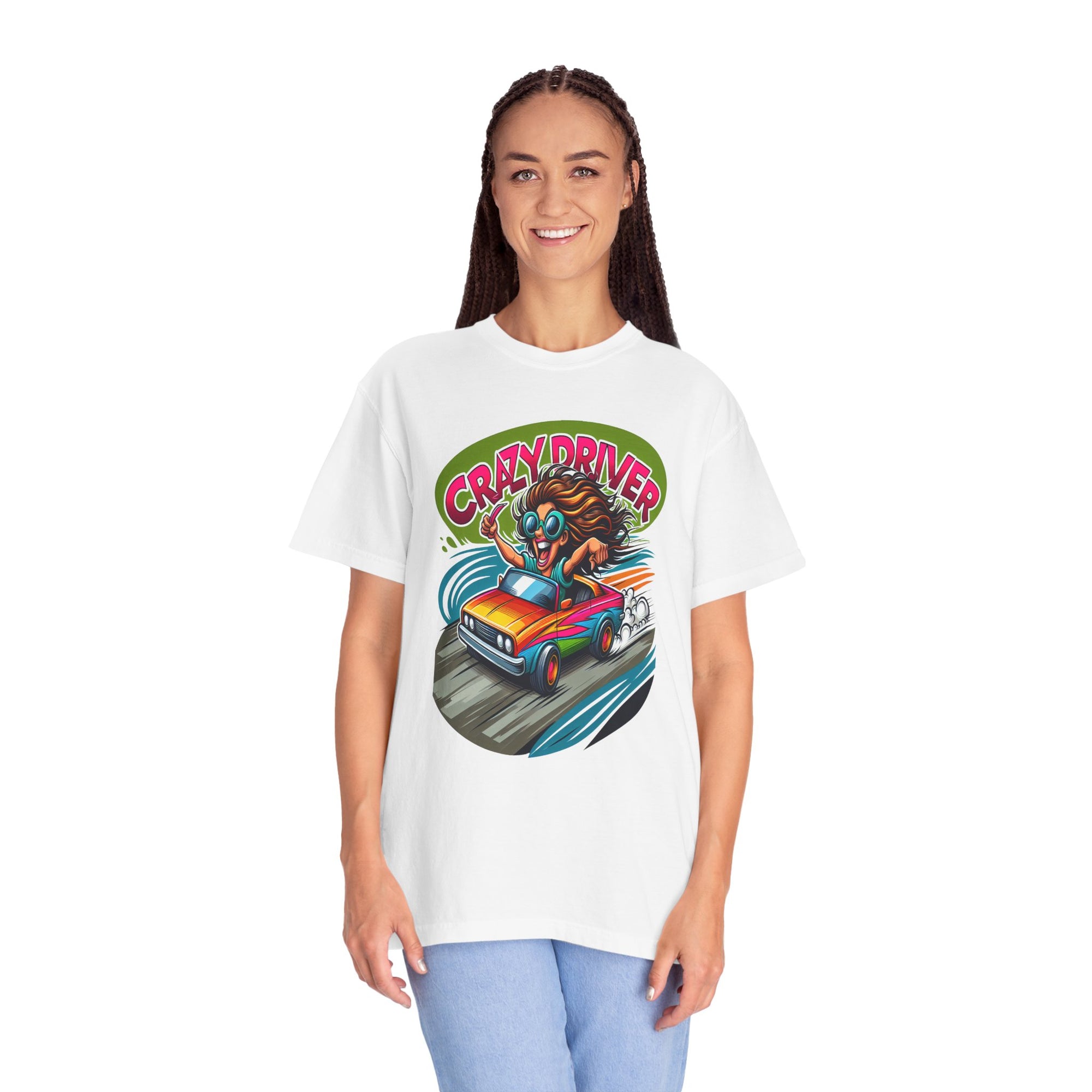 Unisex Crazy Driver Graphic Printed T-shirt