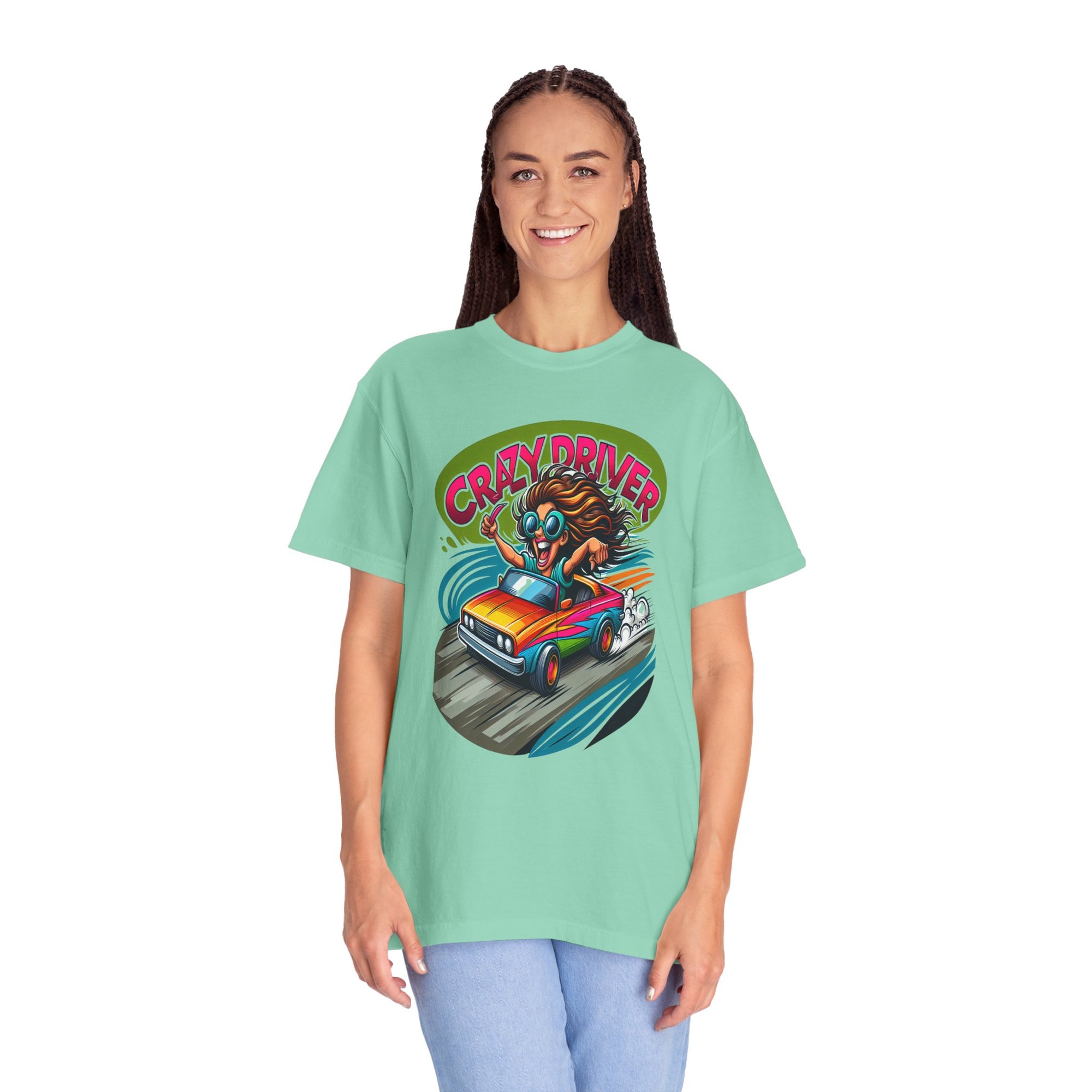 Unisex Crazy Driver Graphic Printed T-shirt