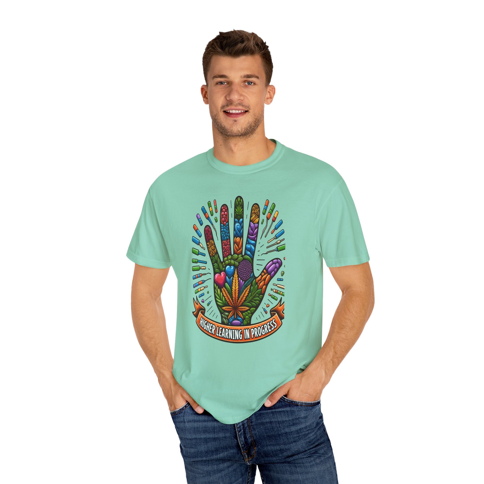 Unisex Higher Learning Hand Graphic Printed T-shirt