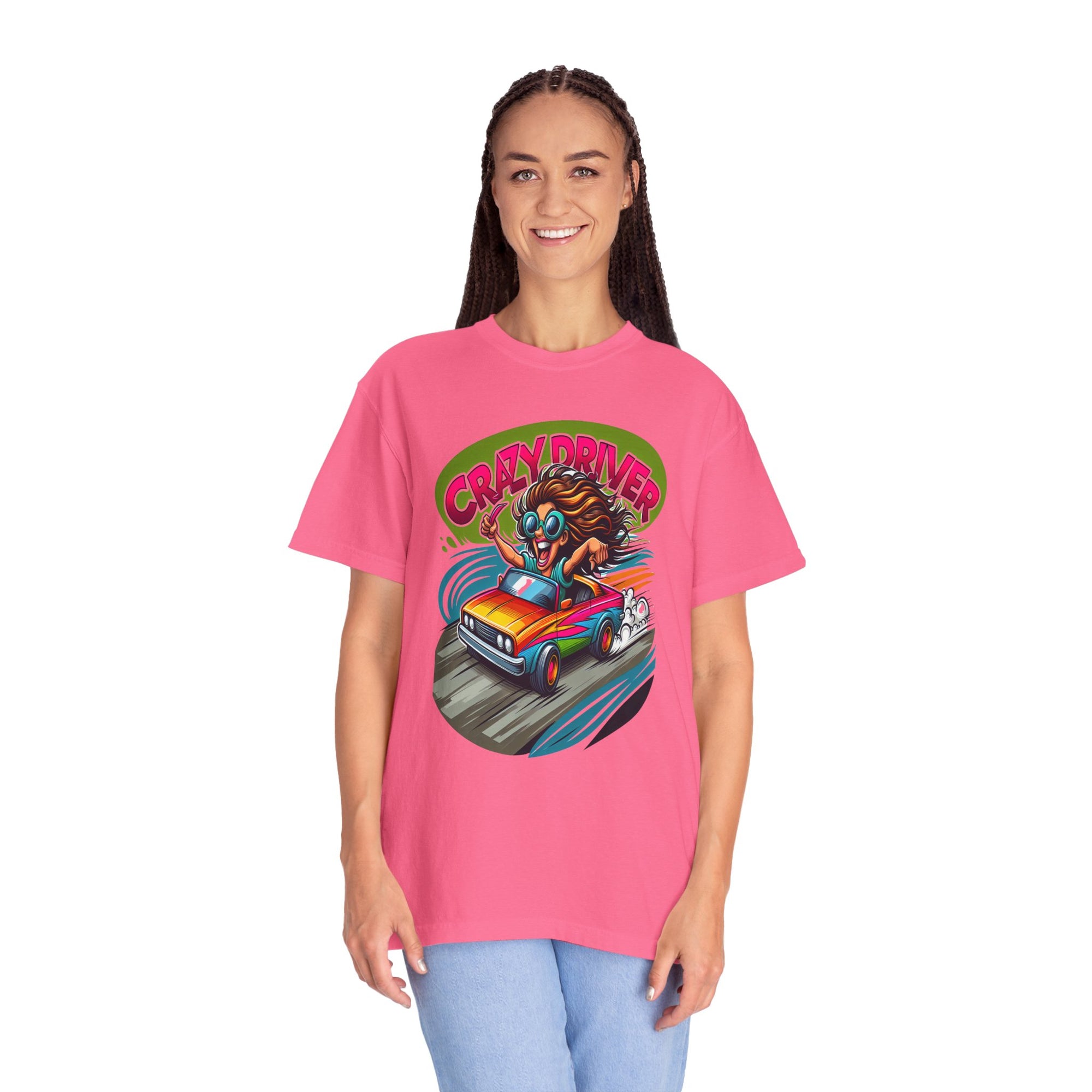 Unisex Crazy Driver Graphic Printed T-shirt