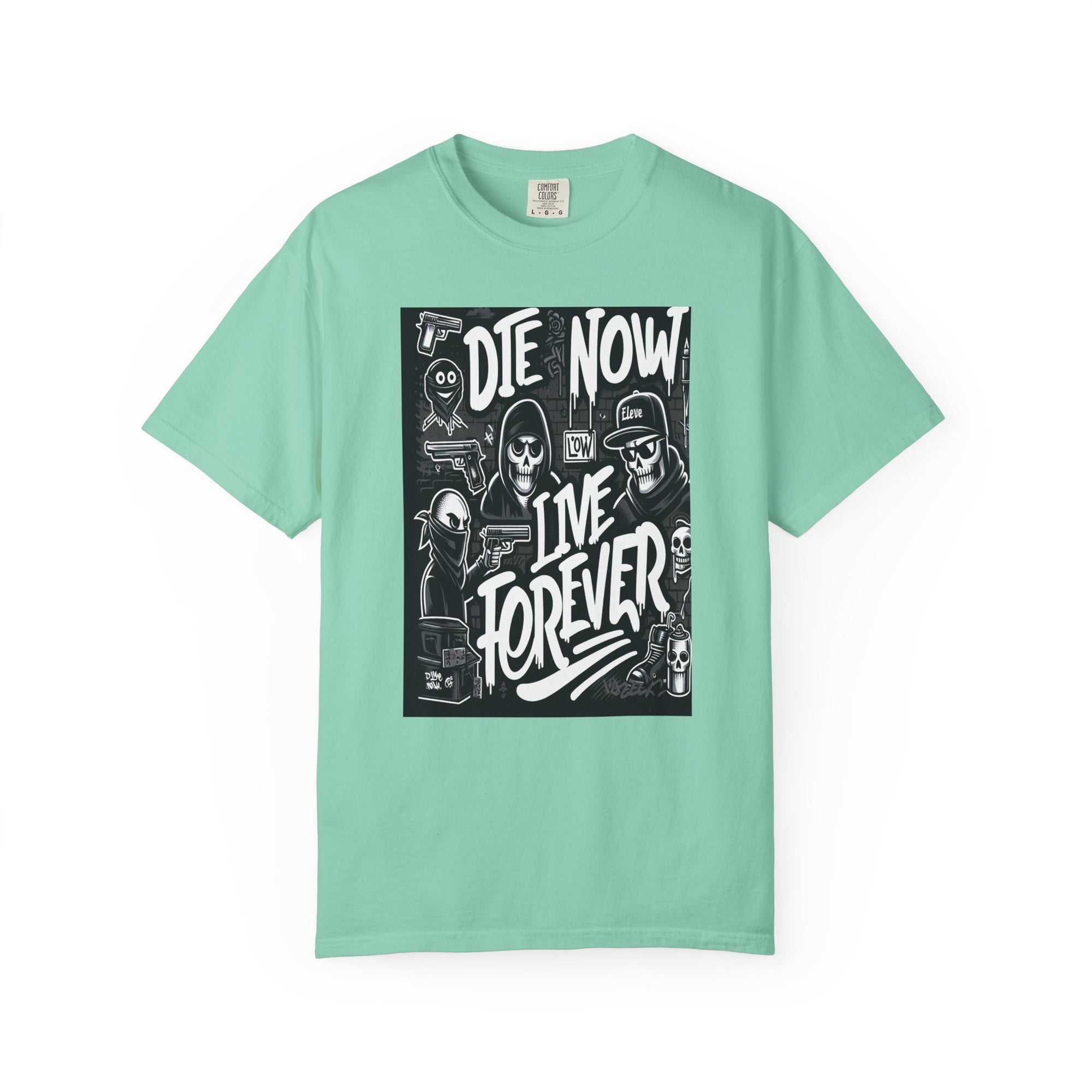 Unisex Die Now Live Forever Graffiti Graphic Printed T-shirt