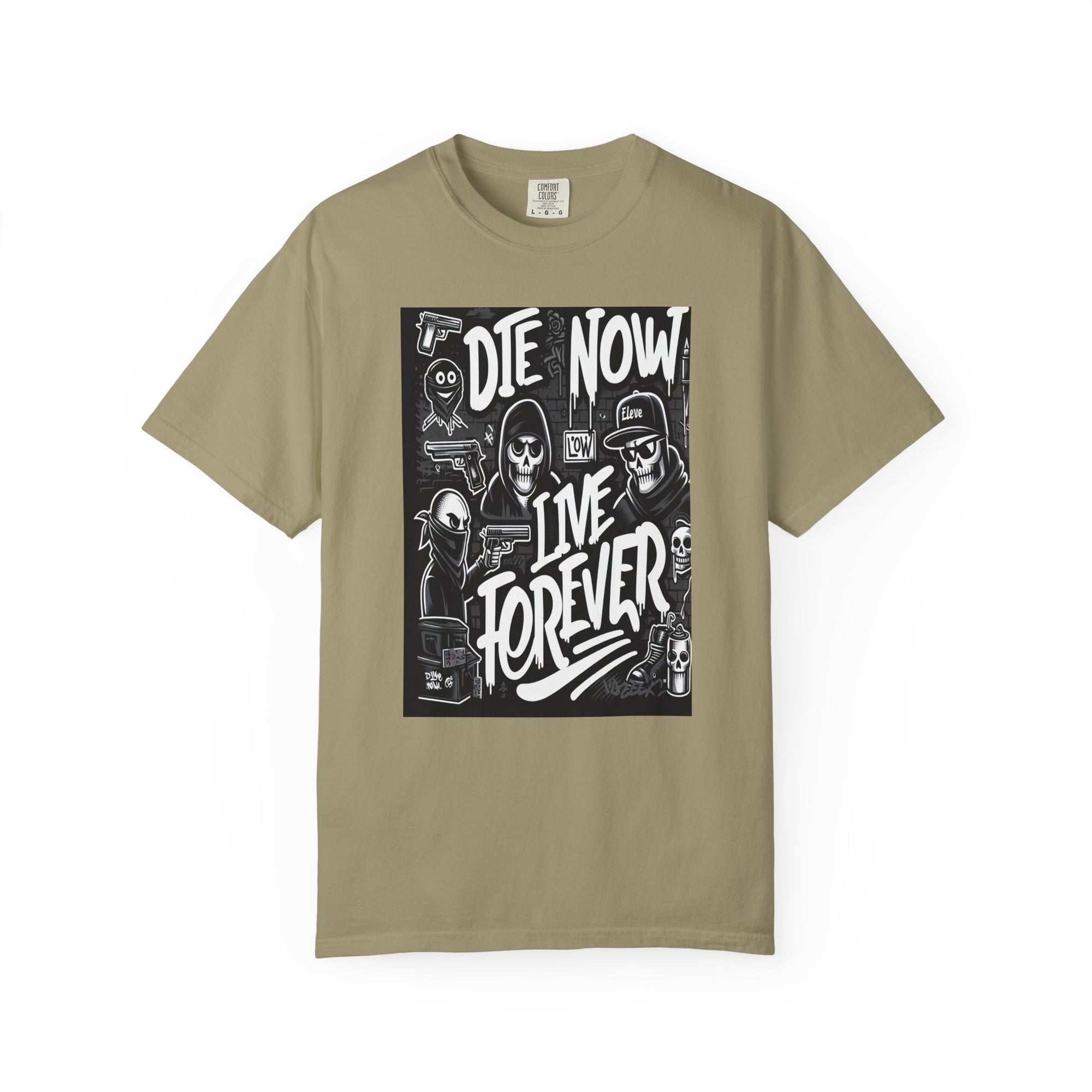 Unisex Die Now Live Forever Graffiti Graphic Printed T-shirt