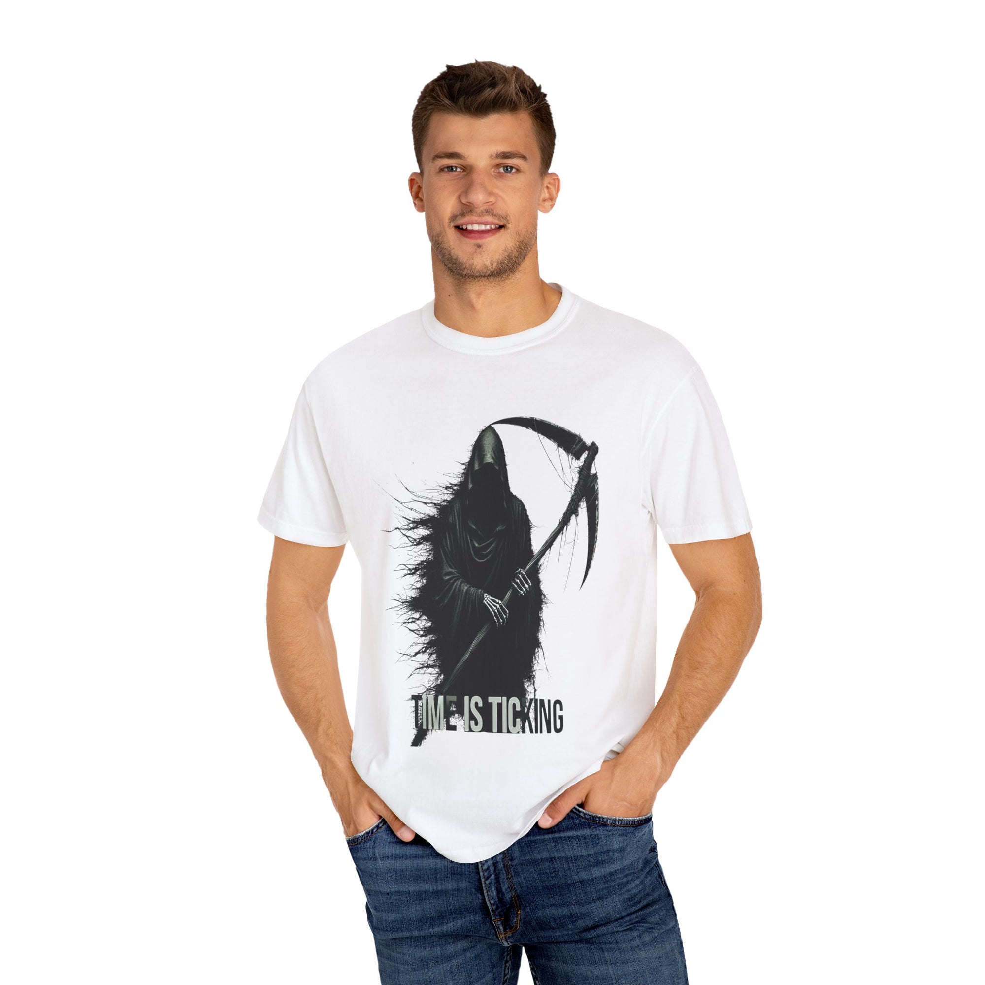 Unisex Time Ticking Reaper Graphic Printed T-shirt