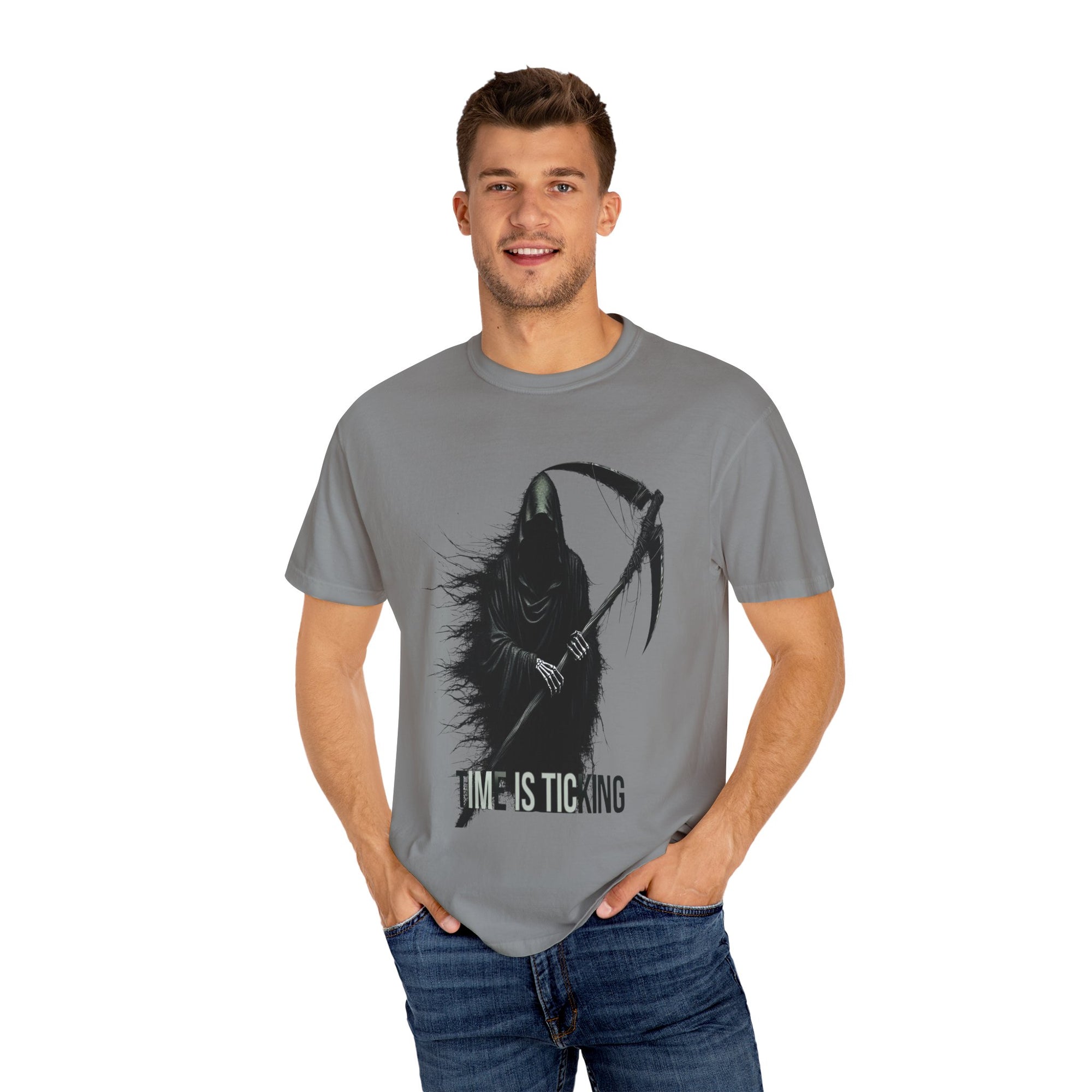 Unisex Time Ticking Reaper Graphic Printed T-shirt