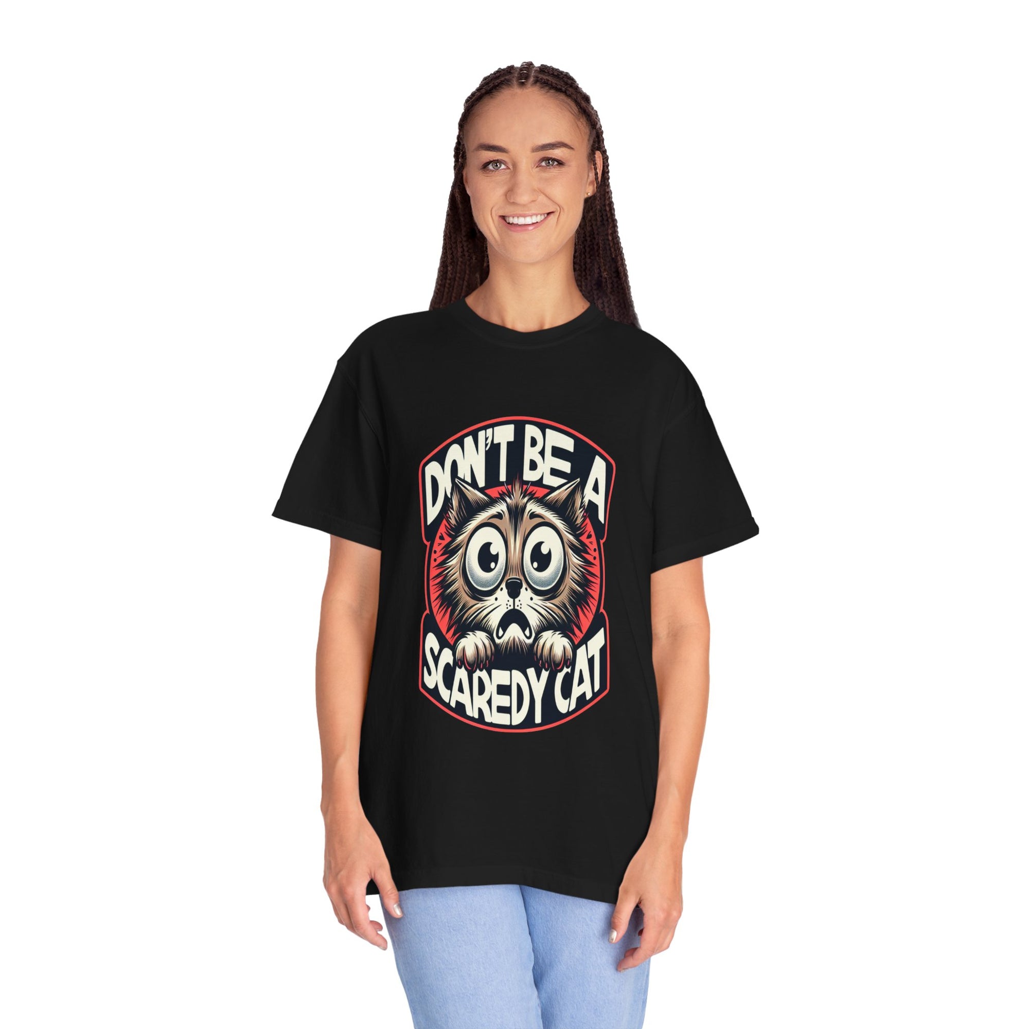 Unisex Scaredy Cat Graphic Printed T-shirt