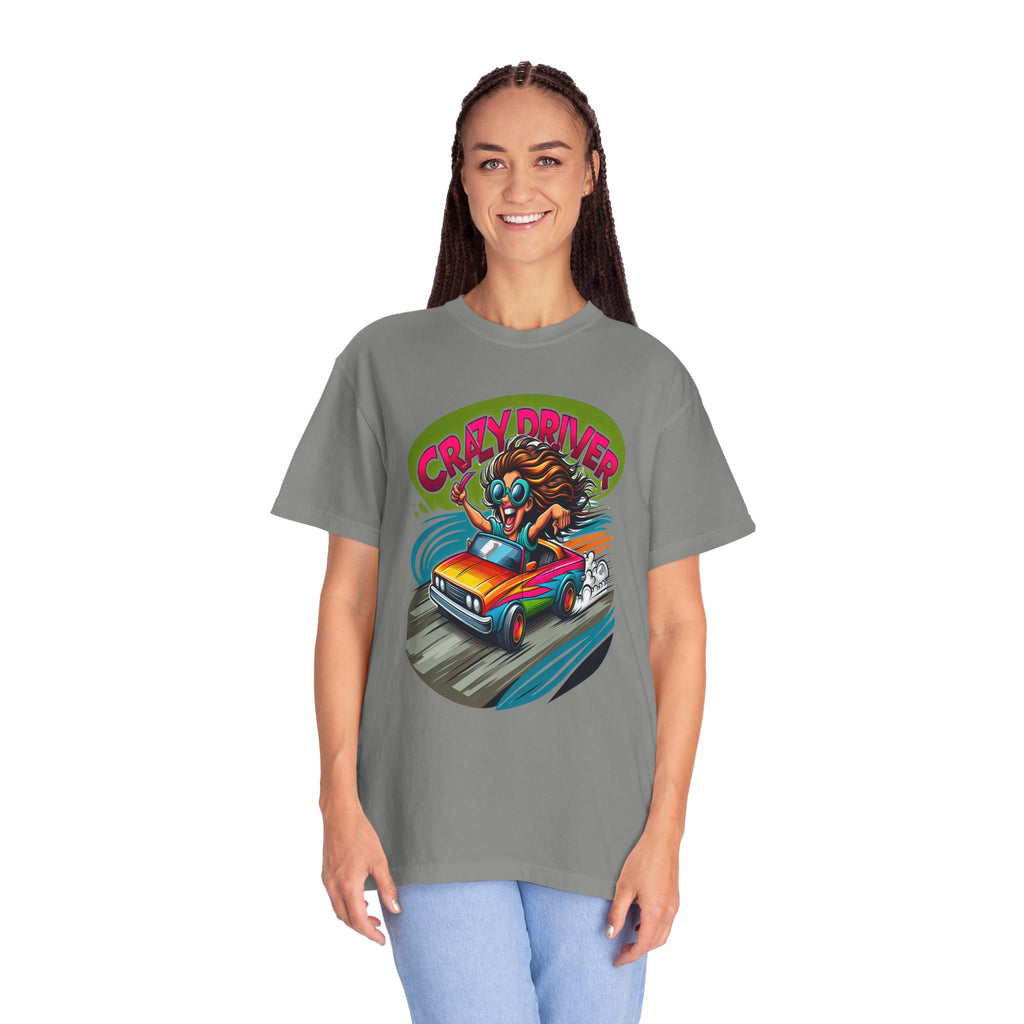 Unisex Crazy Driver Graphic Printed T-shirt
