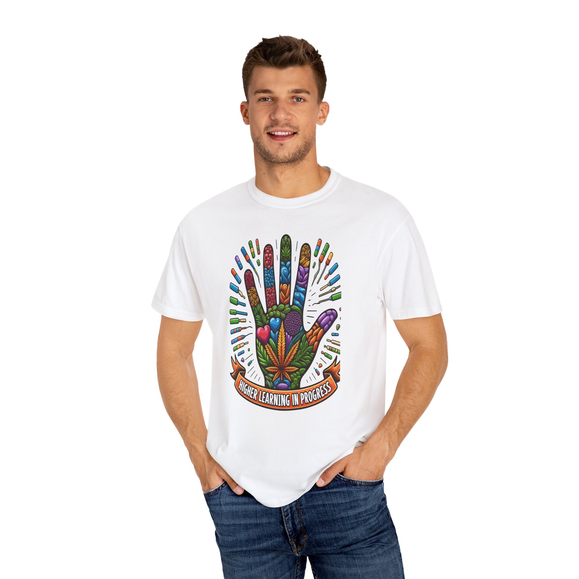 Unisex Higher Learning Hand Graphic Printed T-shirt