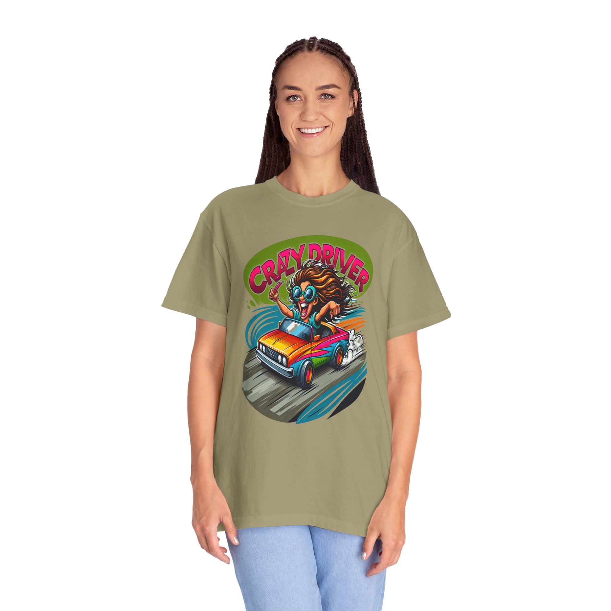 Unisex Crazy Driver Graphic Printed T-shirt